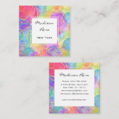 Farbenfrohe Regenbogen Gold Holographic Luxus Mode Quadratische Visitenkarte (Vorne/Hinten)