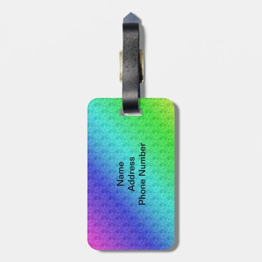 Farbenfrohe Regenbogen Grün Blau Lila Diagonal Ble Gepäckanhänger (Rückseite vertikal)