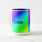 Farbenfrohe Regenbogen Grün Blau Lila Diagonal Ble Zweifarbige Tasse (Vorderseite Links)