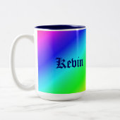 Farbenfrohe Regenbogen Grün Blau Lila Diagonal Ble Zweifarbige Tasse (Links)