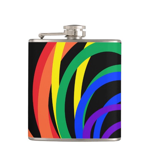 Farbenfrohe Regenbogen-Halbmond-Muster Flachmann (Vorderseite)