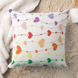 Farbenfrohe Regenbogen Herz-Garland Muster Kissen