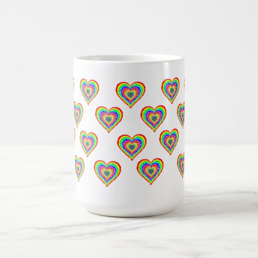 Farbenfrohe Regenbogen Herz Gemusterte Kaffee-Tass Kaffeetasse (Mittel)