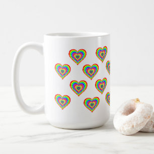 Farbenfrohe Regenbogen Herz Gemusterte Kaffee-Tass Kaffeetasse