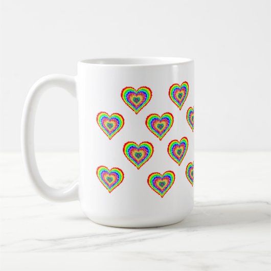 Farbenfrohe Regenbogen Herz Gemusterte Kaffee-Tass Kaffeetasse (Links)