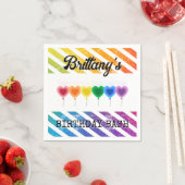 Farbenfrohe Regenbogen Herzblasen Name Geburtstag Serviette (Beispiel)