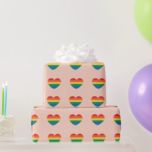 Farbenfrohe Regenbogen-Herzen Autismus Neurodivers Geschenkpapier (Partygeschenke)