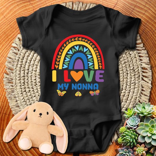 Farbenfrohe Regenbogen I Liebe My Nonna Baby Strampler