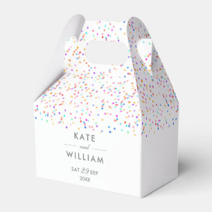 Farbenfrohe Regenbogen-Konfetti-Hochzeit Geschenkschachtel