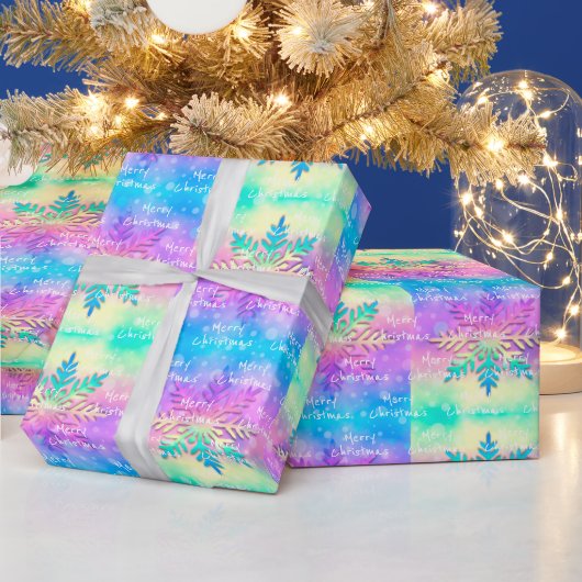 Farbenfrohe Regenbogen-Krawatte-Dye Snowflake Froh Geschenkpapier (Feiertage)