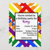 Farbenfrohe Regenbogen-Kreuzstreifen zum Geburtsta Einladung (Vorne/Hinten)