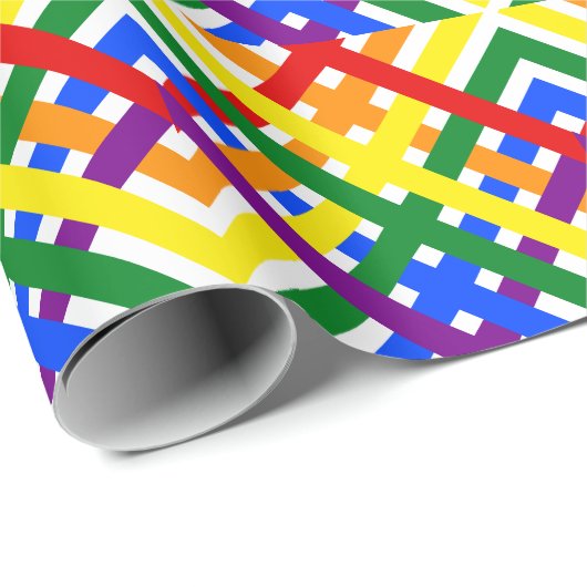 Farbenfrohe Regenbogen-Kreuzstreifen zum Geburtsta Geschenkpapier (Rolleneckpunkt)