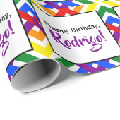 Farbenfrohe Regenbogen-Kreuzstreifen zum Geburtsta Geschenkpapier (Rolleneckpunkt)