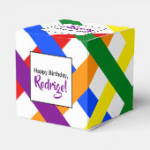 Farbenfrohe Regenbogen-Kreuzstreifen zum Geburtsta Geschenkschachtel (Rückseite)