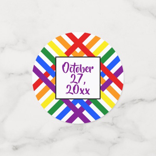 Farbenfrohe Regenbogen-Kreuzstreifen zum Geburtsta Konfetti (Klein Vorderseite)