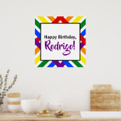 Farbenfrohe Regenbogen-Kreuzstreifen zum Geburtsta Poster (Küche)