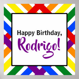 Farbenfrohe Regenbogen-Kreuzstreifen zum Geburtsta Poster