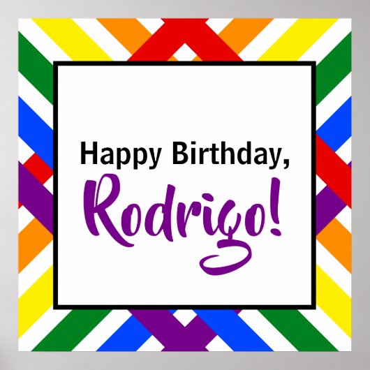 Farbenfrohe Regenbogen-Kreuzstreifen zum Geburtsta Poster (Vorne)