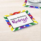 Farbenfrohe Regenbogen-Kreuzstreifen zum Geburtsta Untersetzer (angewinkelt)