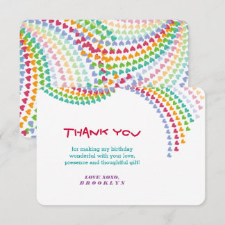 Farbenfrohe Regenbogen-Liebe Herz-Sprinkles Geburt Dankeskarte