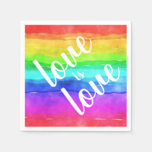 Farbenfrohe Regenbogen Liebe ist Liebe Gay Pride Serviette