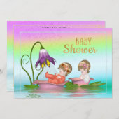 Farbenfrohe Regenbogen Lily Baby Dusche Einladung (Vorne/Hinten)