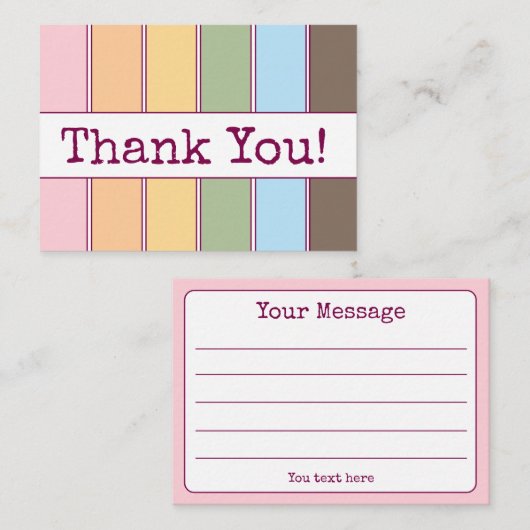 Farbenfrohe Regenbogen-Linde Vielen Dank Hinweis Visitenkarte (Vorne/Hinten)