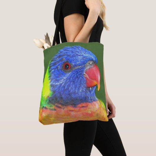 Farbenfrohe Regenbogen Lorikeet Parrot Foto Tasche (Von Nahem)