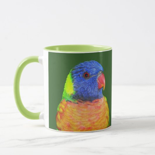 Farbenfrohe Regenbogen Lorikeet Parrot Foto Tasse (Links)