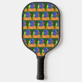 Farbenfrohe Regenbogen Lorikeet Parrot Muster Pickleball Schläger (Rückseite)
