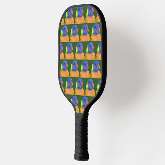 Farbenfrohe Regenbogen Lorikeet Parrot Muster Pickleball Schläger (Links)