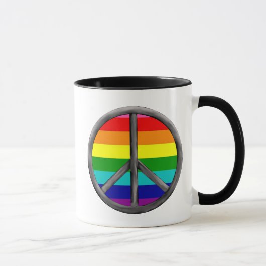 Farbenfrohe Regenbogen-Maßangabe-Friedenszeichen Tasse (Rechts)