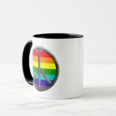 Farbenfrohe Regenbogen-Maßangabe-Friedenszeichen Tasse (Vorderseite Links)