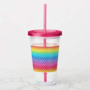 Farbenfrohe Regenbogen-Mermaid Acrylic Tumbler Acryltrinkbecher