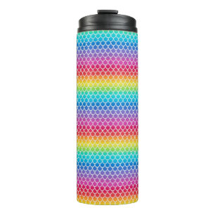 Farbenfrohe Regenbogen Mermaid Thermal Tumbler Thermosbecher