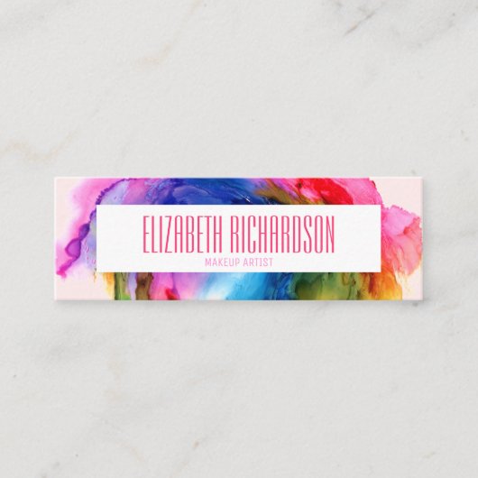 Farbenfrohe Regenbogen Moderne, trendige Abstrakte Mini Visitenkarte (Vorderseite)