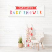 Farbenfrohe Regenbogen Modernes Babyduschbanner Banner (Insitu)