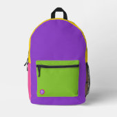 Farbenfrohe Regenbogen-Monogramm Zurück zur Schule Bedruckter Rucksack (Vorderseite)