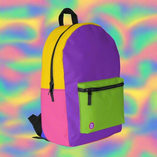 Farbenfrohe Regenbogen-Monogramm Zurück zur Schule Bedruckter Rucksack