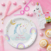 Farbenfrohe Regenbogen-Moon Star Unicorn Kinderdus Pappteller (Party)