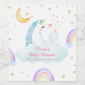 Farbenfrohe Regenbogen-Moon Star Unicorn Kinderdus Weinetikett (Einzelnes Label)