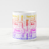 Farbenfrohe Regenbogen Multilingual Danke Word Clo Jumbo-Tasse (Vorderseite)