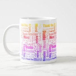 Farbenfrohe Regenbogen Multilingual Danke Word Clo Jumbo-Tasse