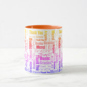 Farbenfrohe Regenbogen Multilingual Danke Word Clo Tasse (Zentrum)