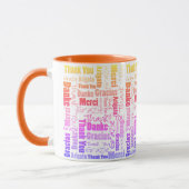 Farbenfrohe Regenbogen Multilingual Danke Word Clo Tasse (Links)