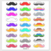 Farbenfrohe Regenbogen-Mustaches Aufkleber (Blatt)