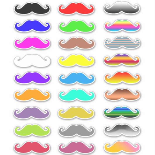Farbenfrohe Regenbogen-Mustaches Aufkleber (Vorderseite)