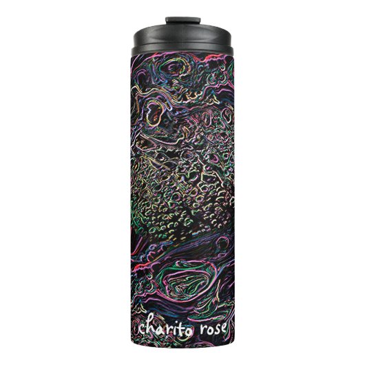 Farbenfrohe Regenbogen Nebel Marmorbläschen Linien Thermosbecher (Vorderseite)