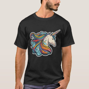 Farbenfrohe Regenbogen-Niedliche Einhorn verleiht T-Shirt
