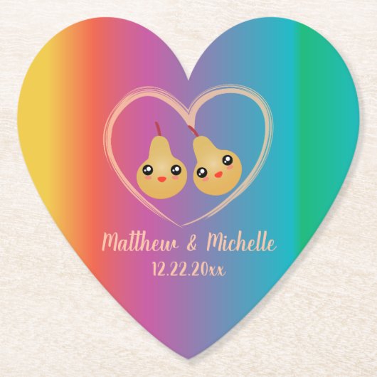 Farbenfrohe Regenbogen Ombre Perfect Pear Niedlich Untersetzer (Vorderseite)